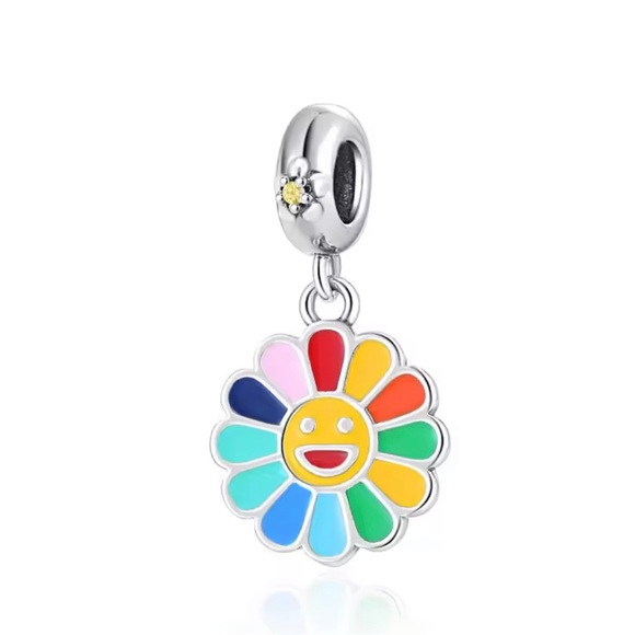 Pandora Multicolor Smiley Flower Charm - Picture 1 of 1